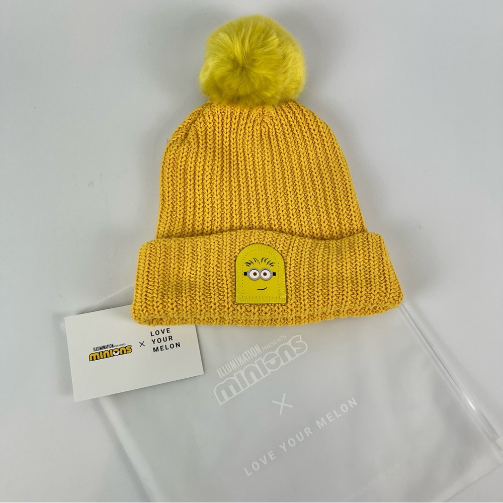 Love Your Melon Yellow Minions Pom-Pom Beanie